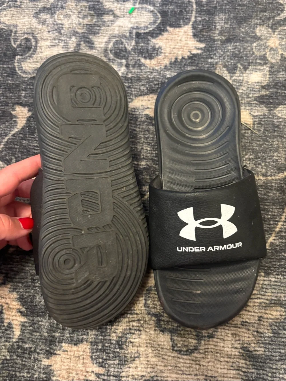 Under Armour Black Kids Slide Sandals with White Logo